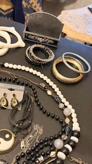 Vintage Black and White Fashion Jewelry Lot with Napier and Tribal Statement Pie