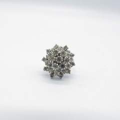VTG Tammey Jewels Clear Rhinestone Princess Ring Sz 5.25 Adjustable Silver Tone