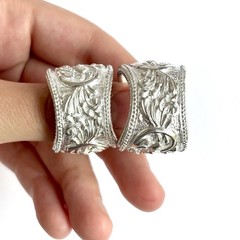 Arthur Court Aluminum Hoop Earrings 1.1 In Scrollwork Wide Discontinued Jewelry