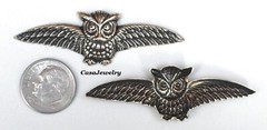 #4212 SMALL ANTIQUED GOLD OWL COMPONENT – 2 Pc Lot