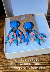 New Old Stock • Vintage Southwestern Tassel Earrings • 1980s