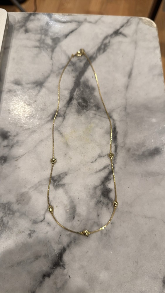 Avon Gold Tone Love Knot Station Necklace Snake Chain 16 Inch