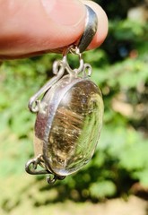 ****Sterling Silver RUTILATED Rutile QUARTZ Pendant Golden VINTAGE Hair****