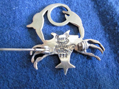 Margot de Taxco Sterling Zodiac Cancer The Crab Brooch 5232
