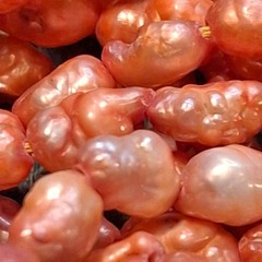Vintage Pink Freshwater Pearl Bead Nugget Necklace 48″ Long Strand Flapper