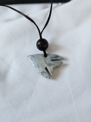 Estate Sale! PAIR Stone Pendant Necklaces Leather Adjustable Cord-Turtle, Fish