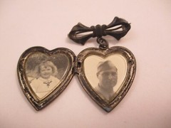 Vintage Sterling Silver Locket Pendant Pin Brooch c1940s Solider Photo