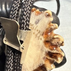 Vintage Western Cowboy Antler Panted Bear Bolo Tie Necktie Bow tie Jade Signed