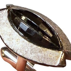 Vintage Swank Cufflinks Mens Silver Tone Faceted Eye Bullet Back MCM