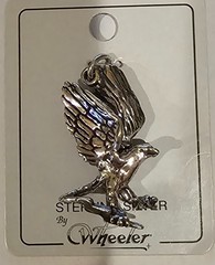 WHEELER VINTAGE 1980 STERLING SILVER 3D MT. RANIER EAGLE CHARM ON CARD