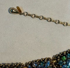 Vtg. Barclay Gold Tone Multi Color Rhinestones Necklace 14 7/8″