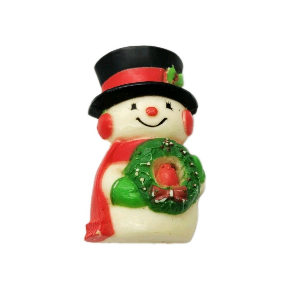Frosty Snowman Brooch Wreath Bird Hallmark Holiday Christmas Pin Vintage 2.25 in