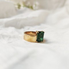 925 silver emerald ring vintage antique Handmade Size 7