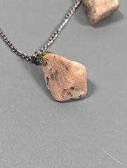Vintage Polished Stone Charm Nugget Jasper Necklace Boho Coastal 18 in