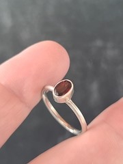 925 Sterling Silver Garnet Ring Size US 5.25 Vintage