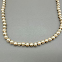 Vintage Marvella Faux Pearl Necklace 22″ Cream Beaded Strand Gold Tone Clasp