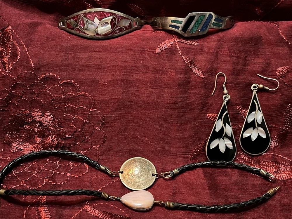 jewelry lot- “Alpaca, Mexico” & Peruvian Bracelets & Earrings