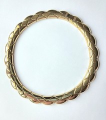 Vtg Segmented Snake Link Necklace 80s 90s Wide GoldTone Light 18″ Retro Choker
