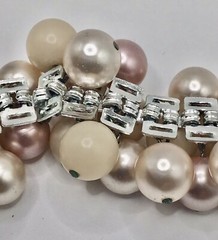 Vintage Japan Cha Cha Bracelet, Shades Creamy Beige Brown Beads