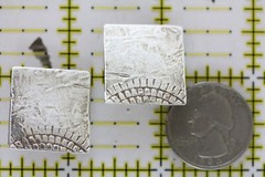 VINTAGE STUDIO ARTISAN STERLING SILVER CLIP EARRINGS 925 HAMMERED EMBOSSED SQUAR