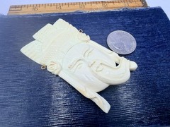 Carved Bleached Cow Bone Face Pendant Findings Vintage RO-DO Rosemary G NOS