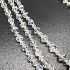 Vintage Beautiful 3 Strand 15”-16.5” Necklace AB Aurora Borealis Crystal Beaded