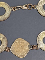 Vintage British India 1/2 Anna 1 Pice 7 Coin Bracelet