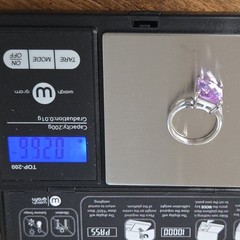 Modernist Rectangular LIGHT Amethyst Faux Stone 925 Silver Ring Size 7.75