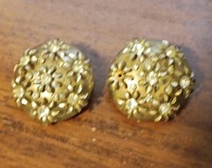 Vintage Barclay Daisy Cluster Rhinestone Clip On Gold Tone Earrings MCM Jewelry