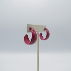 Pink Open Hoop Earrings Paint Splatter Funky Retro