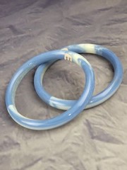 Vintage Blue and White Marbled Tube Bangle Bracelet Set of 2 – Made in Italy