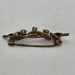 Vintage Clear Rhinestone Bar Brooch Gold Tone C Clasp Open Back Art Deco Style