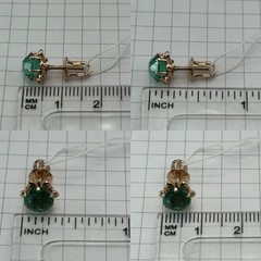 USSR Vintage Original Emerald (lab. made) Rose Gold Stud Earrings 583 14K 3,11 g