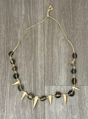 Vintage Handmade Knotted Carved Shell Boho Tribal Necklace