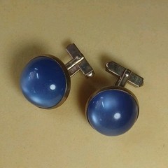 3pc Vtg Swank signed Blue Rivoli Lucite Bullet Back Cufflinks Red & Textured Lot