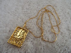 Goldtone Rhinestone Colorful Glitter Bead Pendant Necklace (B8)