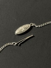Vintage Japan Silver Pagoda Reverse Carved Opaline Glass Necklace