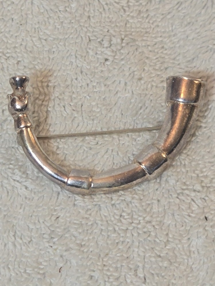 Silver Horn Shaped Brooch Pin