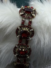 1953 Vintage Hollycraft Ruby Glass Necklace Bracelet & Earrings
