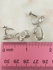 Espo Vintage Sterling Silver Flex 9mm Rhinestone Screw On Earrings 4.7 Grams