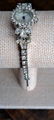 VTG Silver Tone Rhinestone Cocktail Wrist Watch Bracelet NIB
