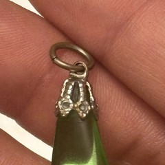 1970 Style Green Glass Teardrop Pendant With Bale Closure Modernist Art Glass
