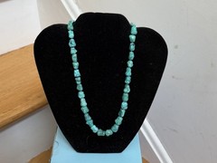 vintage necklace genuine turquoise nuggets paired with a 14K gold clasp 23” B5