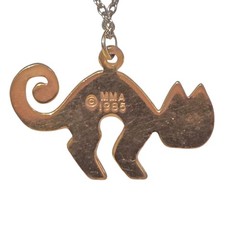 Metropolitan Museum of Art Cat Pendant Necklace Black Enamel Signed MMA 1985