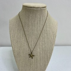 Carol Lee Starfish Necklace Gold Tone Rhinestone Chain Pendant Charm Star