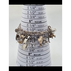 Heavy Vintage Jem Ster Sterling Charm Bracelet – 14 Sterling Charms 8″