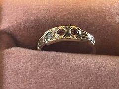 Antique Gold Filled Baby Band Ring TINY Size 0.5 Red Stones PROJECT 🌺🌺