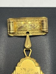 Victorian gold tone locket dangle brooch pin engraved flowers antique vintage