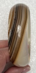 Vintage Thick Agate Bangle 2.5” & Agate Ring 7” Natural Colors Beige Creme Brown