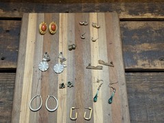 Vintage Costume Earring Lot Mixed Stud Hoop Dangle Rhinestone Gold Silver
